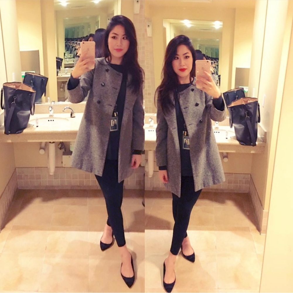 🌟 Chic Zara Basic Grey A-Line Coat with Adorable Bow Details - Size S 🌟